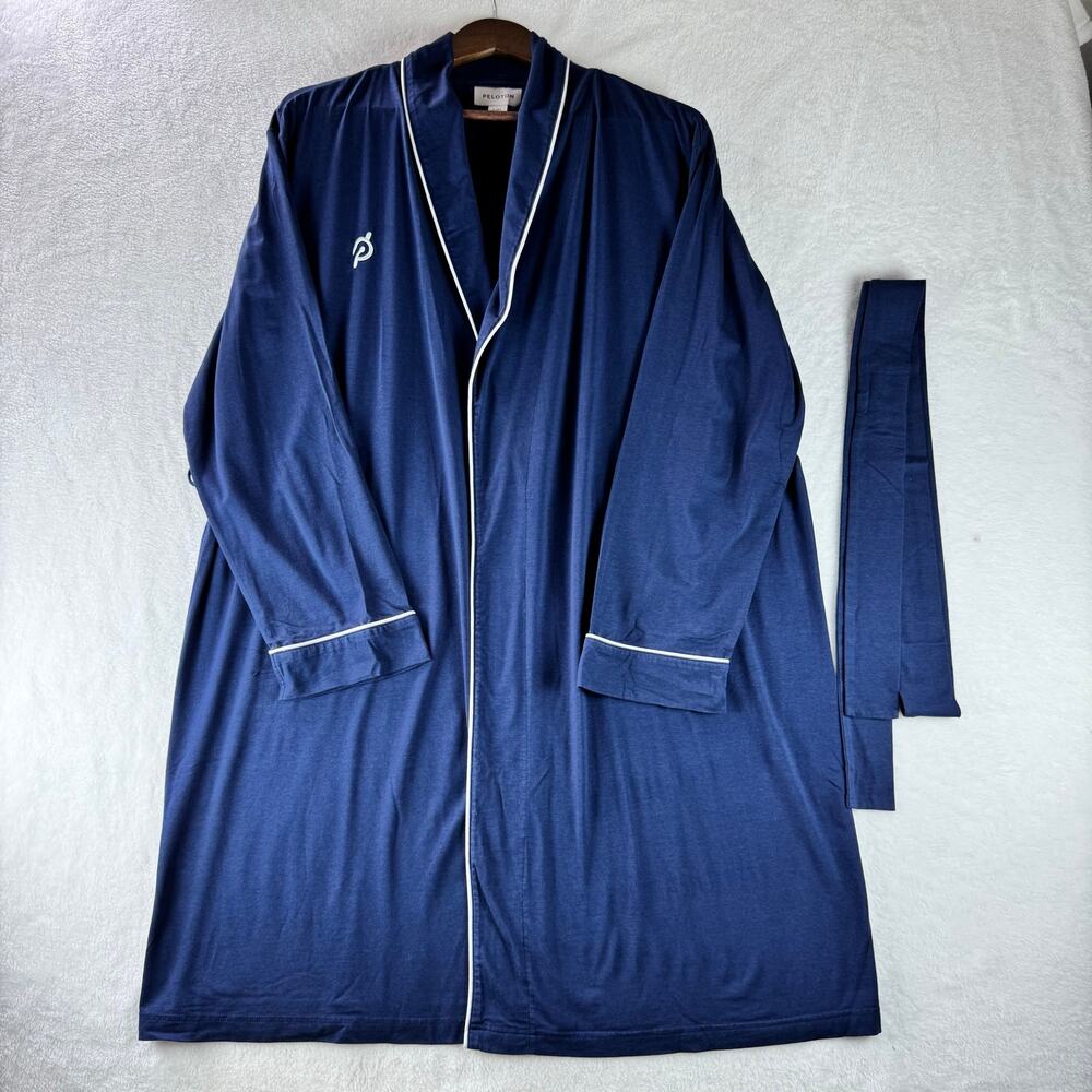 Peloton Blue Robe L/XL Belted Lounge Robe Unisex Soft Pajama Cover Up Athleisure